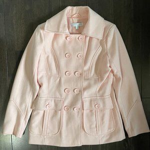 NEVER WORN New York & Company Women’s Wool Blend Double Breasted Pea Coat - Pink
